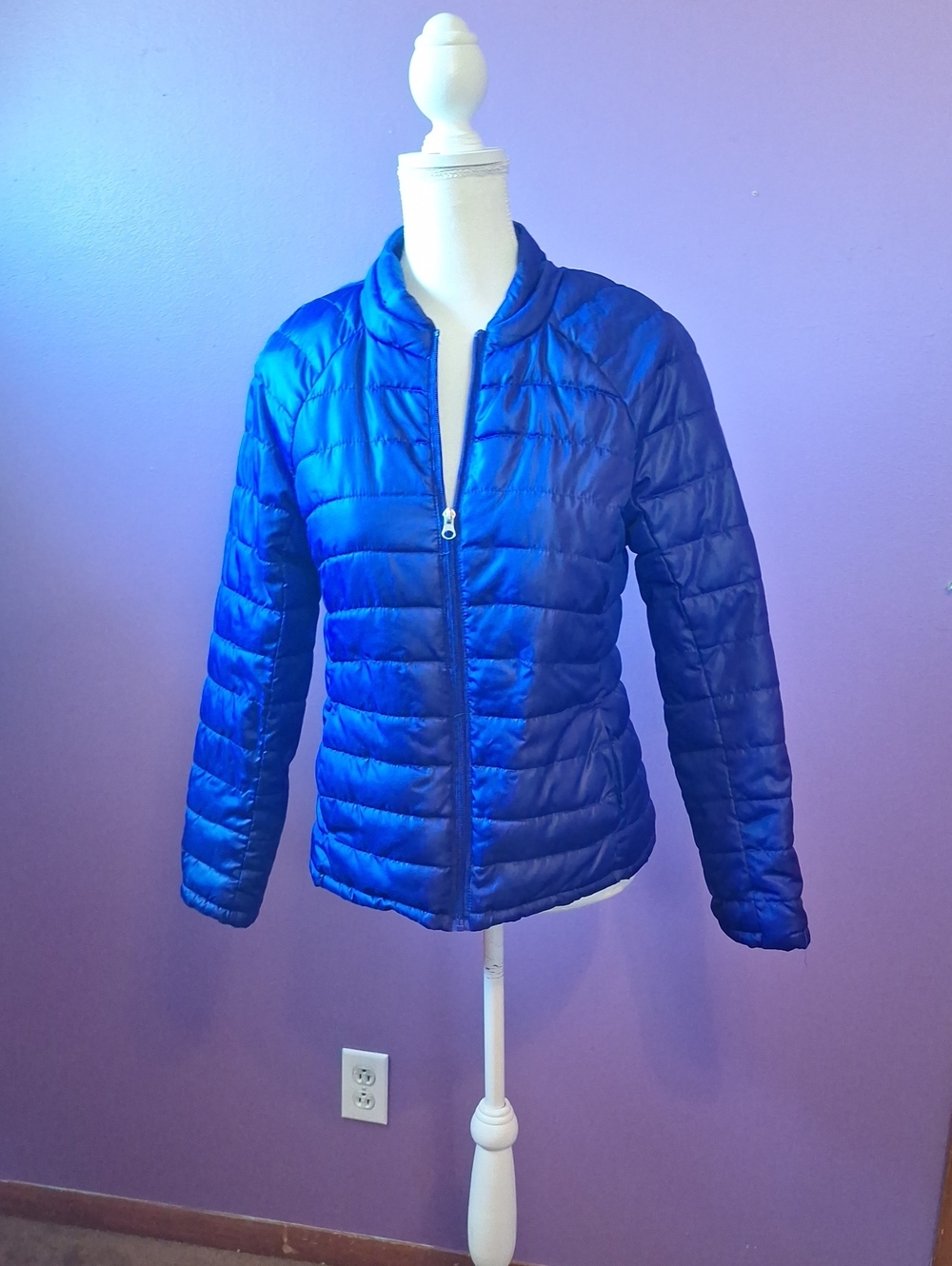 Faded Glory Royal Blue Quilted Lightweight Puffer Jacket